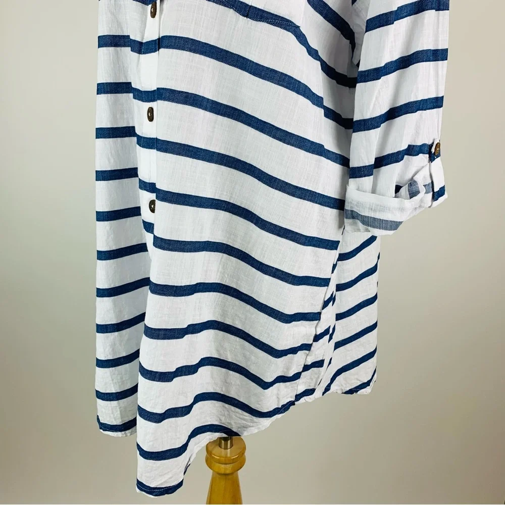 Dotti Striped Button Front Coverup 1X
